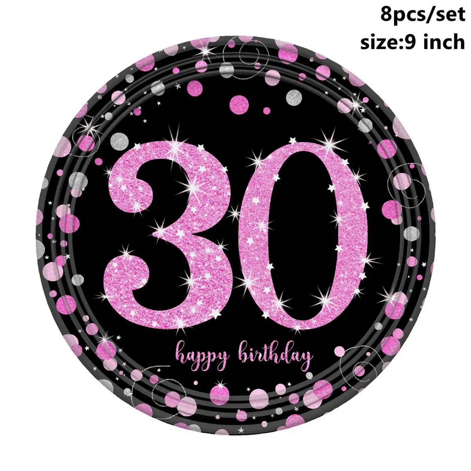 Pink Plates 9inch Taoup черная Золотая бумага 30 одноразовая посуда на день рождения 30-й декор с днем рождения Декорации для взрослых одноразовая посуда для вечеринок - Цвет: Pink Plates 9inch