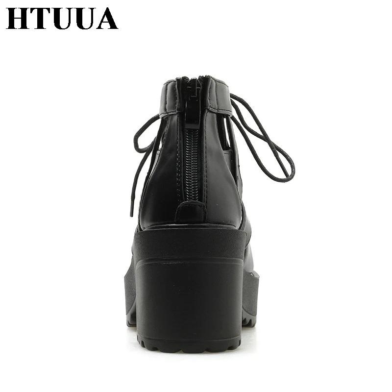 Женские босоножки с закрытым носком HTUUA Летние черные гладиаторские сандалии на