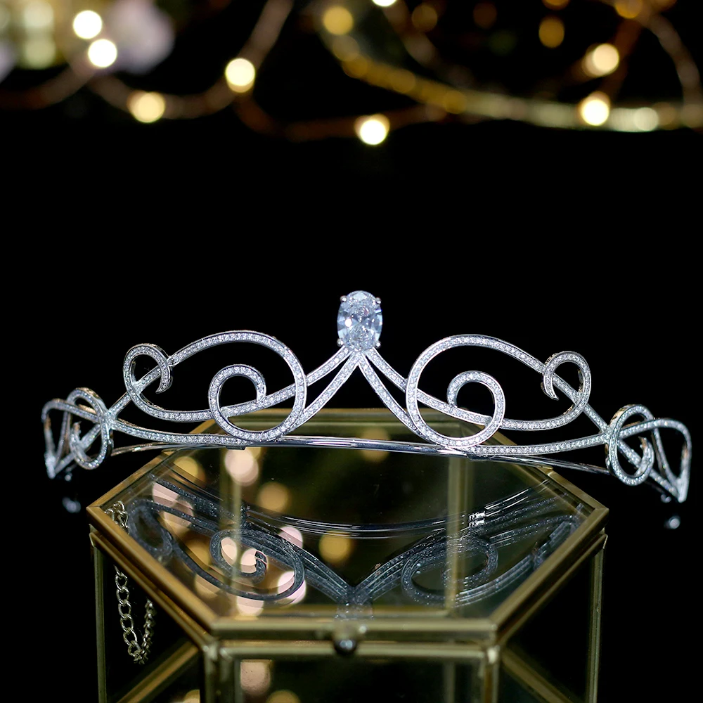 Высококачественная Женская Корона невесты/невесты серебряного тиара ободок для волос Свадебные аксессуары