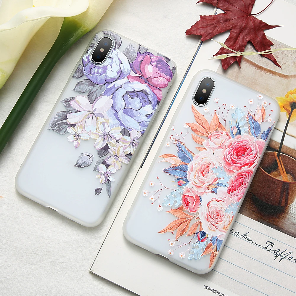 KISSCASE 3D рельефными цветами чехол для iPhone 5 5S Se мягкий силиконовый цветущие цветы 6