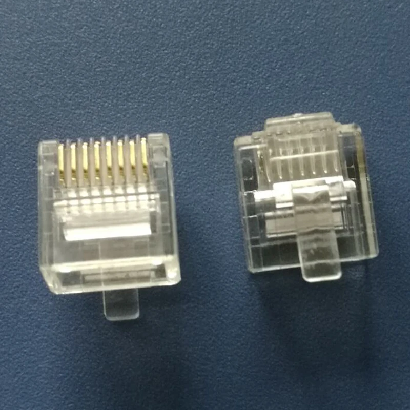 200X Короткий разъем RJ45 8P8C позолоченная модульная кристальная головка высокого