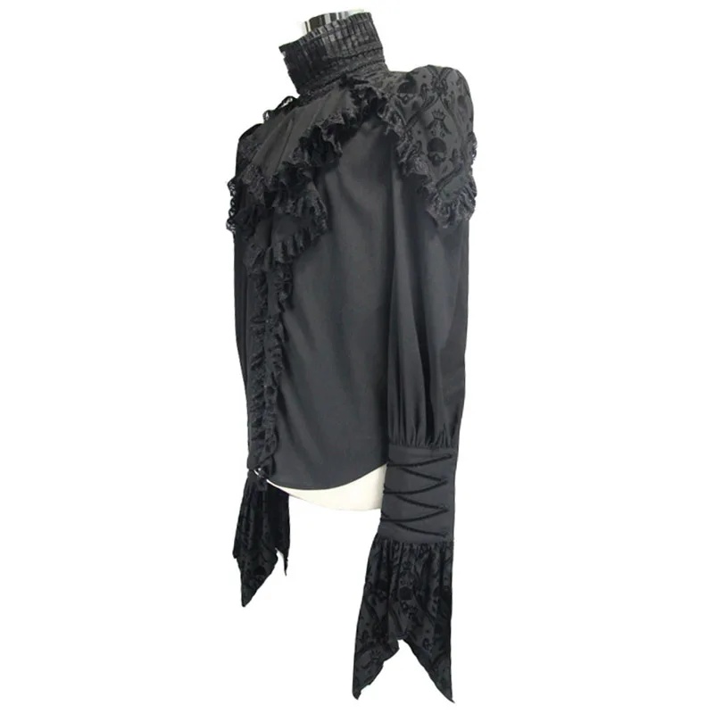 Мужская рубашка в стиле стимпанк черная с длинным рукавом для езды на велосипеде