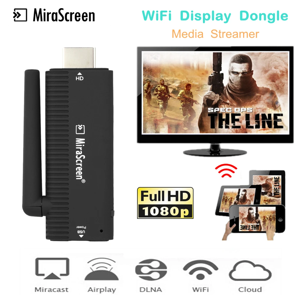 Mirascreen WiFi Дисплей HDMI донгл приемник медиа стример для Google 2 хром кром литой Miracast