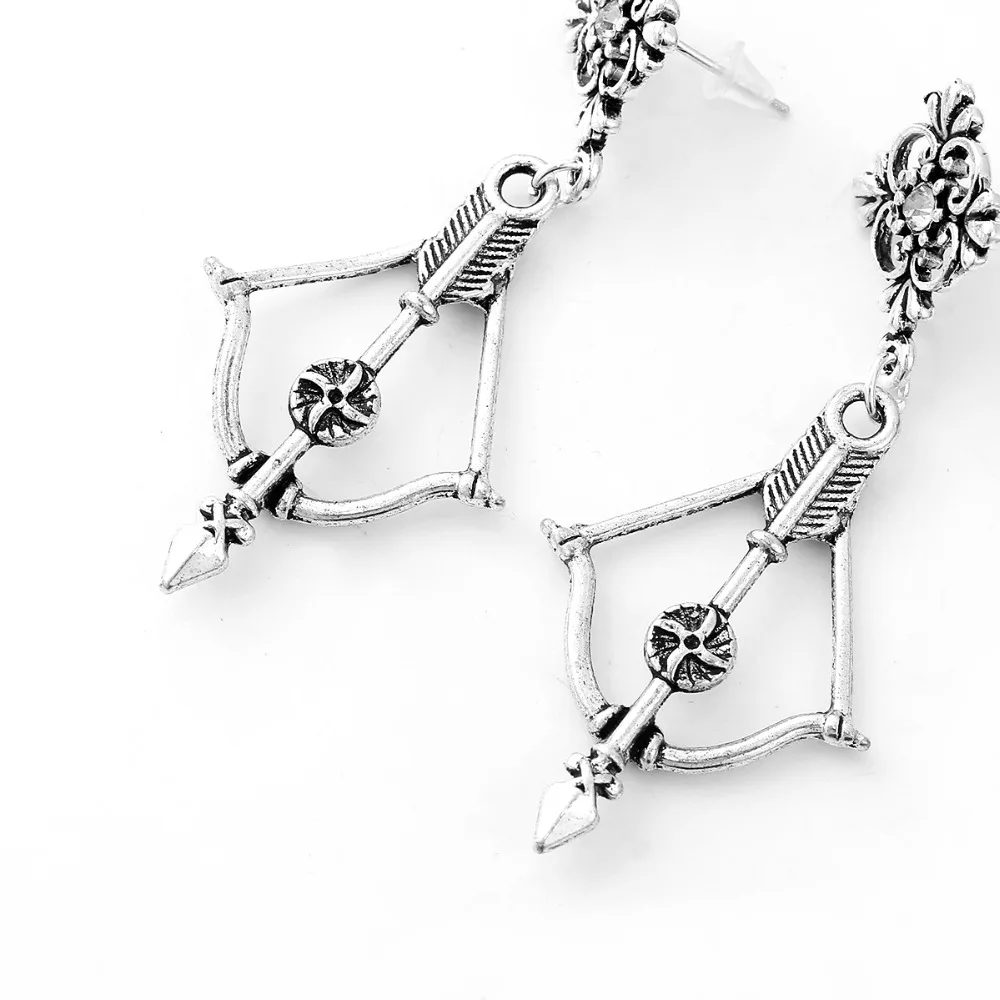 Медные серьги ручной работы DoreenBeads серебряные с бантом и стрелой розовые стразы 55
