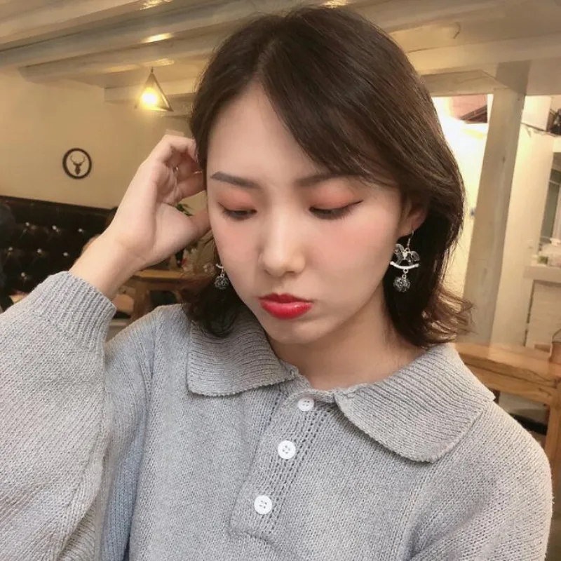 Timlee E092 New Popular Trojan Horse Earring Hair Ball Lovely Metal Dangle Earrings Temperamental Accessories Wholesale | Украшения и
