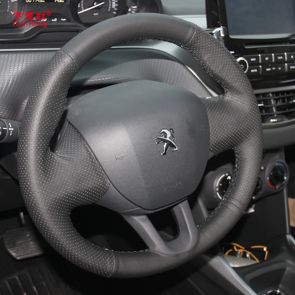 Car Steering Wheel Covers Case for Peugeot 2008 Top Layer Genuine Cow Leather Styling Hand Stitched Cover | Автомобили и