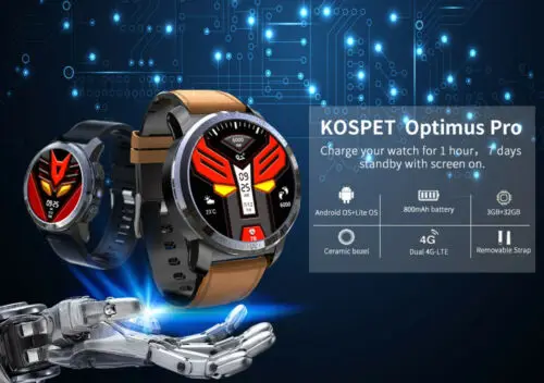 Смарт-часы Kospet Optimus Pro 4G камера 8 0 МП 3 ГБ + 32 двойная система GPS Android пульсометр