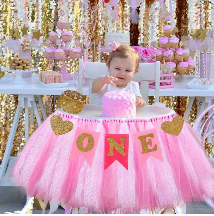 FENGRISE Glittering Unicorn Happy Birthday I Am One Banner Baby Shower Kids Favors Cartoon Banner Flags Unicorn Party Supplies