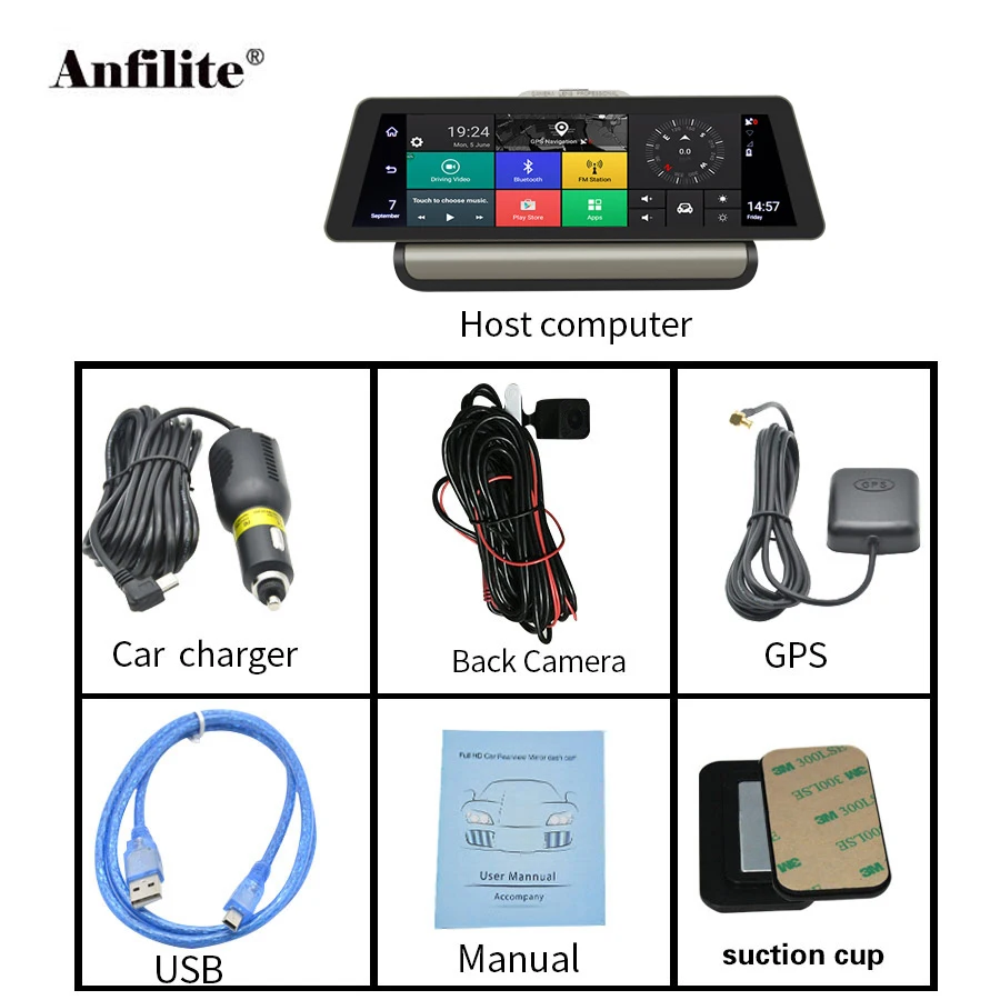 E04 10 дюймов 4G Android двойной объектив Автомобильный видеорегистратор gps навигатор