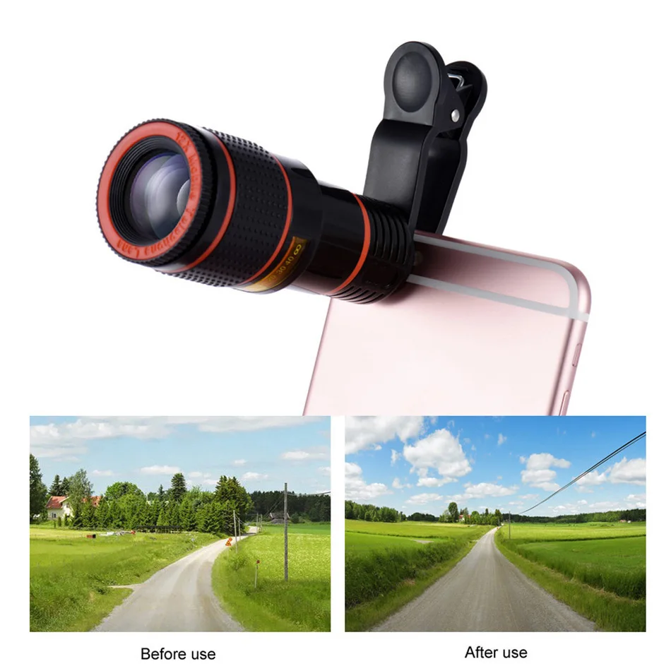 12x Zoom Lens Telephoto Telescope Lents With Clips 3in1 Lenses FishEye Wide Angle Macro Lentes For Huawei P7 P8 Lite P9 P10 | Мобильные