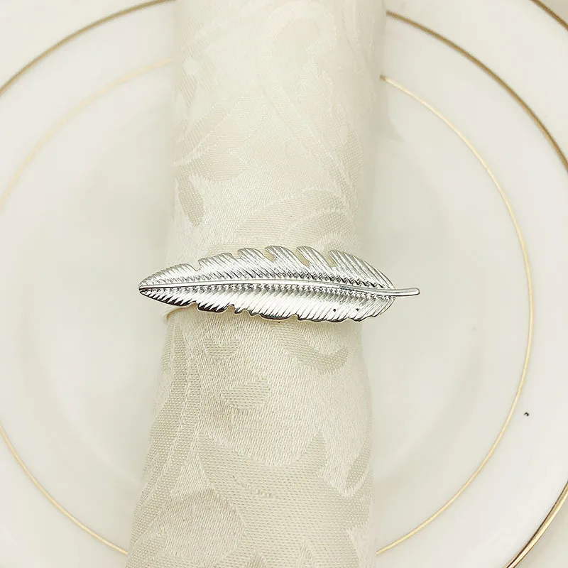 2 шт. креативная серебряная застежка для салфеток из сплава с перьями новинка western