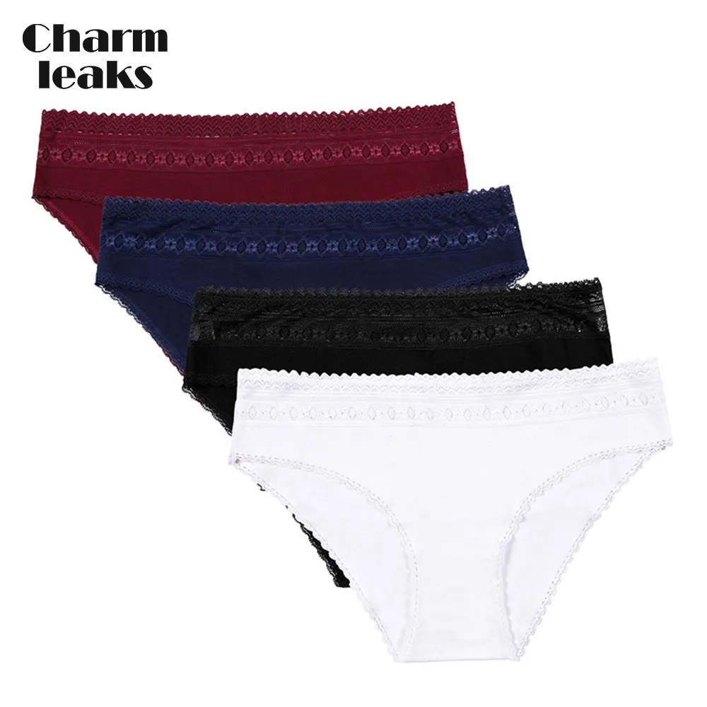 4 in pack Charmleaks, женские трусы, хлопковое нижнее белье, трусы, хлопковые мягкие женские одноцветные, средняя талия, дышащие, высокое качество, Лидер продаж - Цвет: 4 in pack
