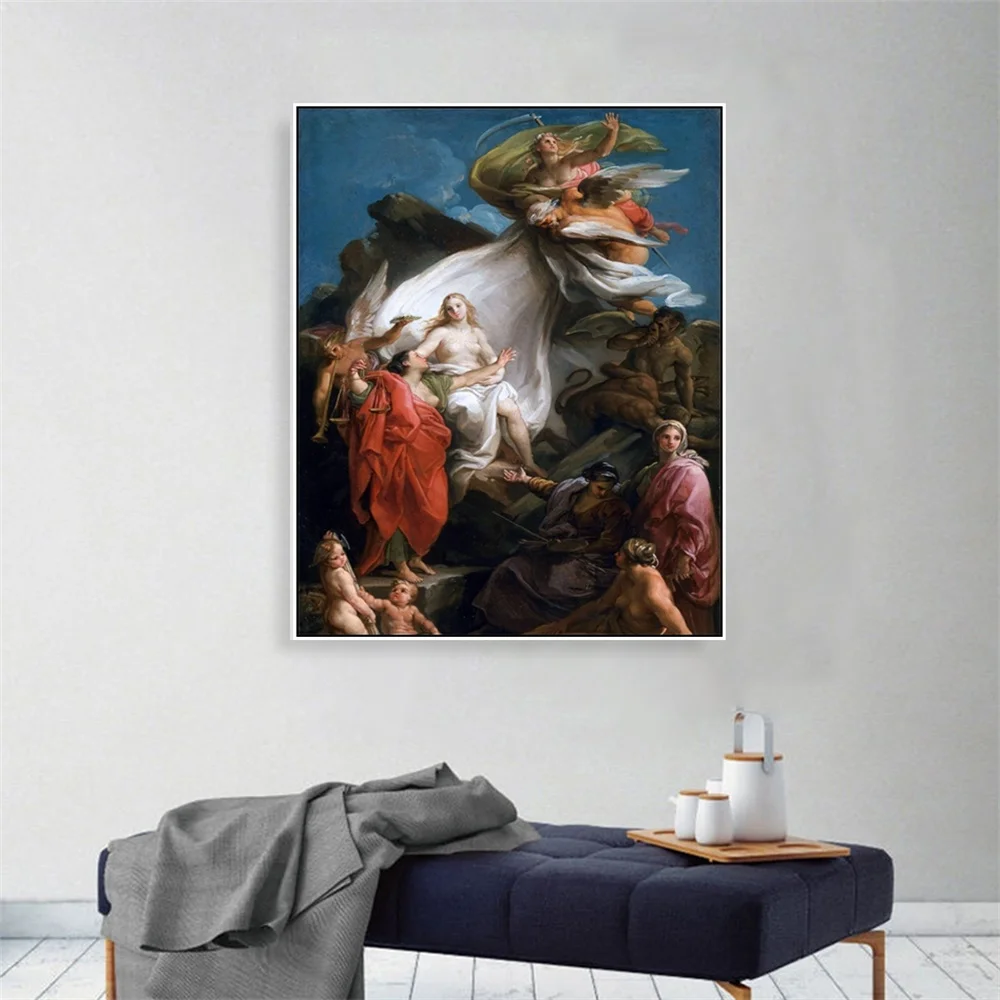

Laeacco Canvas Calligraphy Painting Time Unveiling Truth Rubens Classic Posters and Prints Wall Pictures Living Room Home Decor