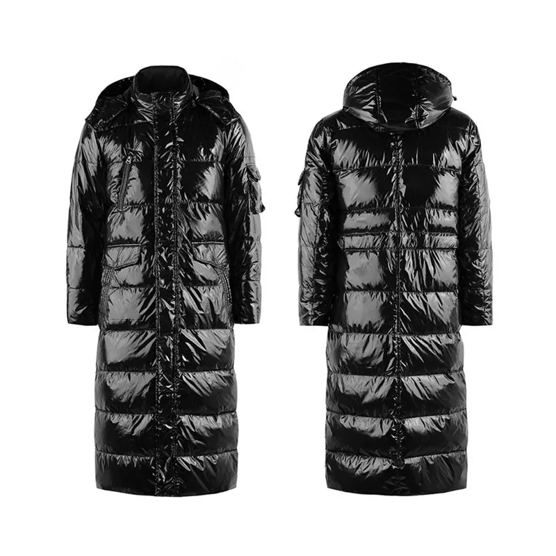 

2018 new Winter long Loose coat Men's Hooded Thick Warm Hooded Park jacket Detachable Collar Cold Coat Color Black / Army green