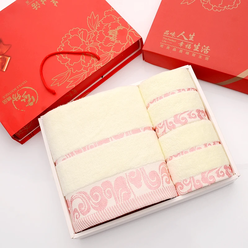 10 Wedding Bath Towel 3piece Gift Box Set Moon Red Birthday Group Buy Back Gift Companion Gift Pure Cotton Custom Wholesale B6T673 - Цвет: 10