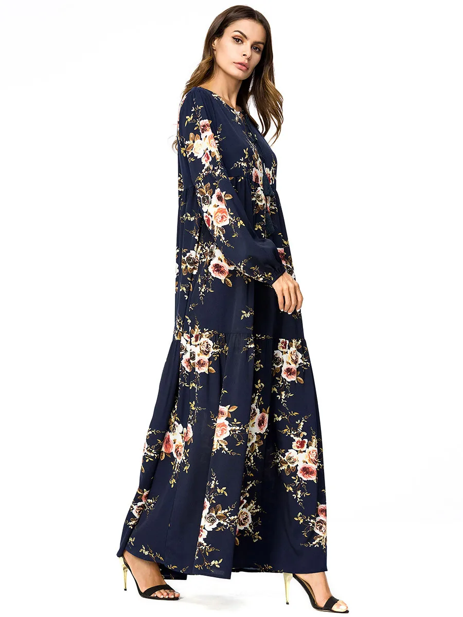 Muslim Dress Long Sleeve Elegant Adult Abaya Arab Turkish Singapore Cardigan Appliques Jilbab Dubai Muslims Women | Женская одежда
