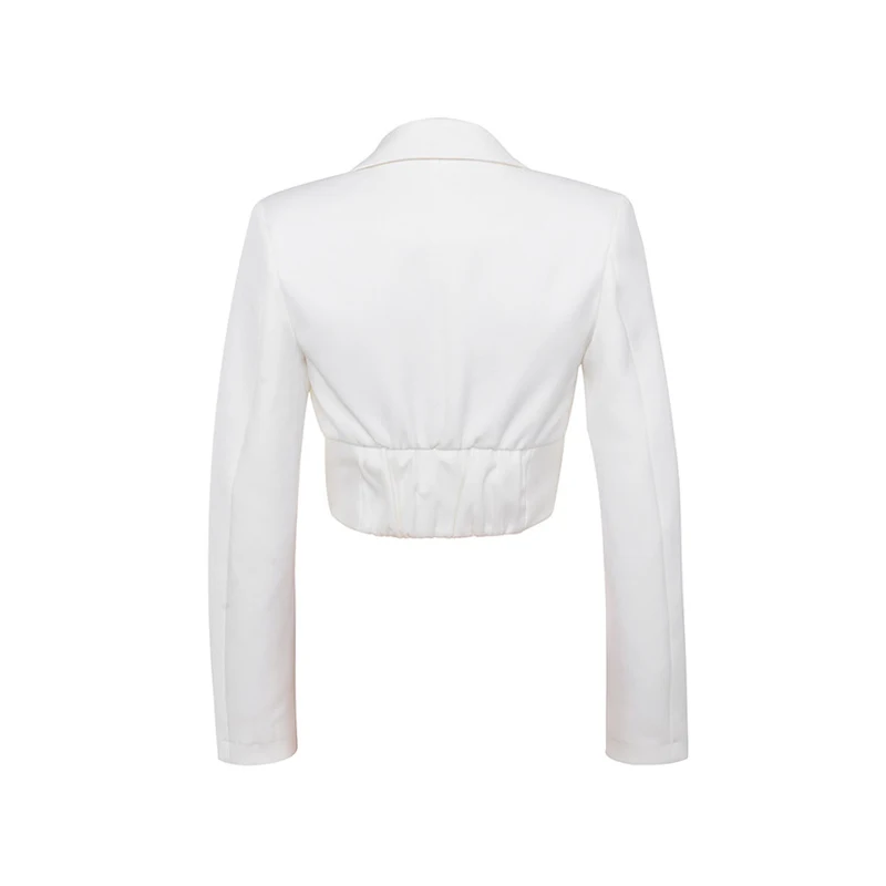 

2021 New Summer Elegant White Long Sleeve Women Party Coat Sexy Deep V Neck Covered Button Club Wear Casual Skinny Party Coat