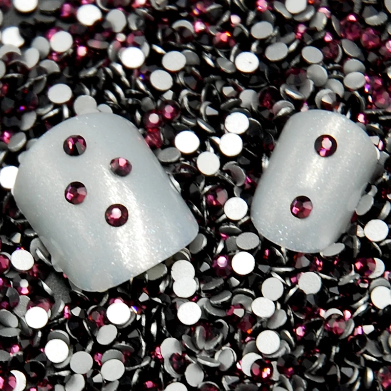 Фиолетовый виноград/аметист стеклянные камни машинная резка Стразы без горячей