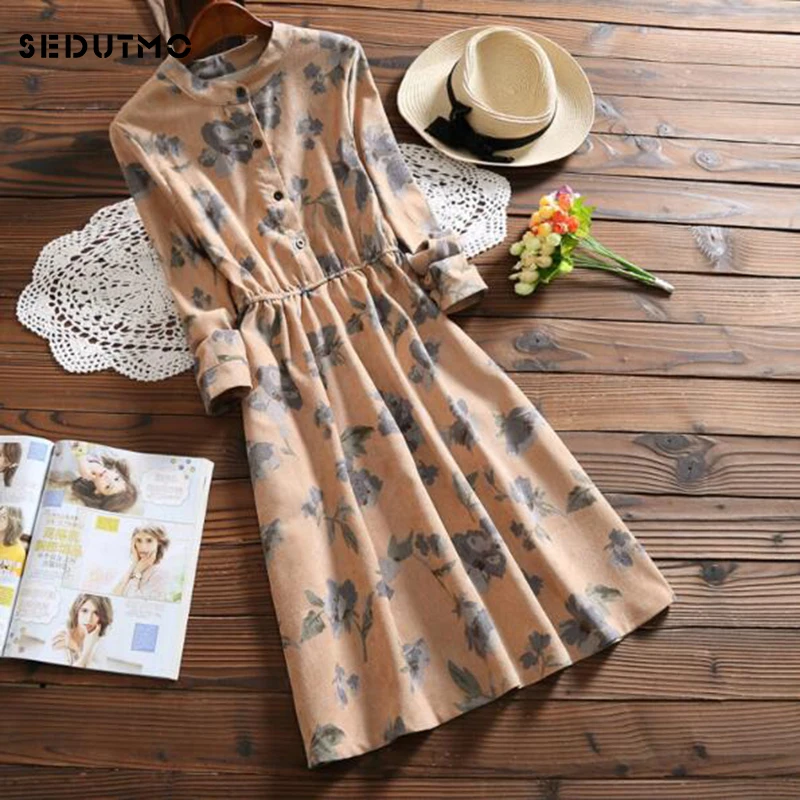 Зимнее бархатное платье SEDUTMO Женская туника рубашка сексуальное цветочное