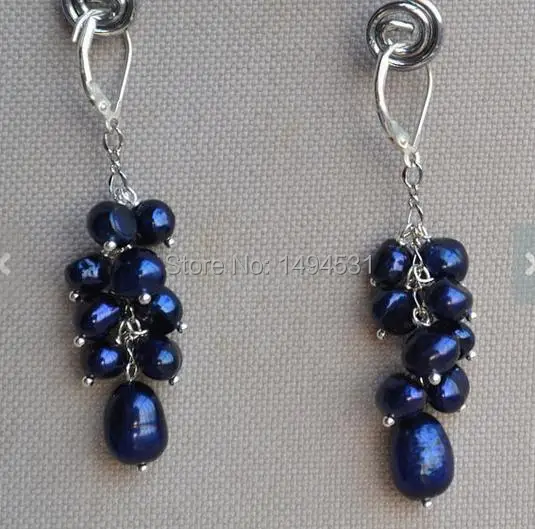 Серьги-подвески с натуральным пресноводным жемчугом из серебра S925 пробы |