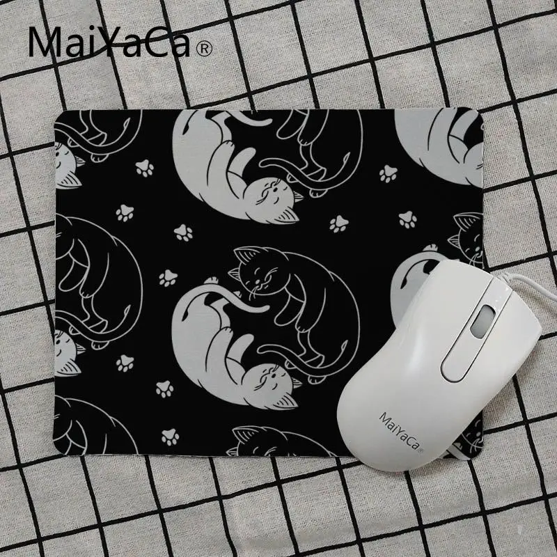 No Lock Edge18x22cm MaiYaCa крутой коврик для мыши для кошек черно-белый DIY дизайн игровой с узором Размер для 18x22 см 25x29 см резиновые коврики для мыши - Цвет: No Lock Edge18x22cm