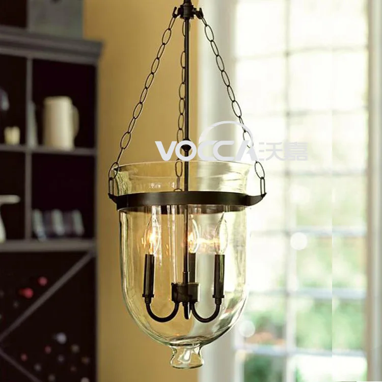 [ Wojia ] vintage glass chandelier loft Scandinavian minimalist modern American restaurant hanging lamp lighting living room bed |