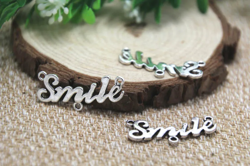 15 шт. Подвески в виде улыбки, антикварийный тибетский серебряный кулон в виде улыбки, соединитель для улыбки 33x14 мм