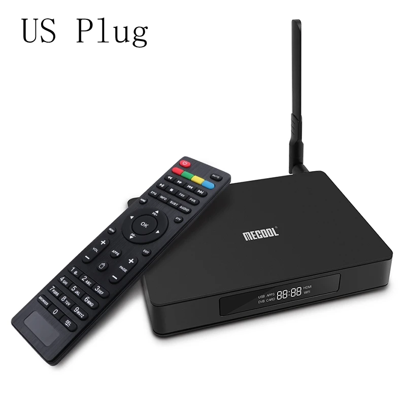 US Plug Mecool K6 DVB S2-T2-C Smart tv Box USB 3,0 Поддержка 2,4G 5G wifi 100 Мбит/с 4K VP9 2 Гб ram+ 16 Гб rom медиаплеер - Цвет: US Plug
