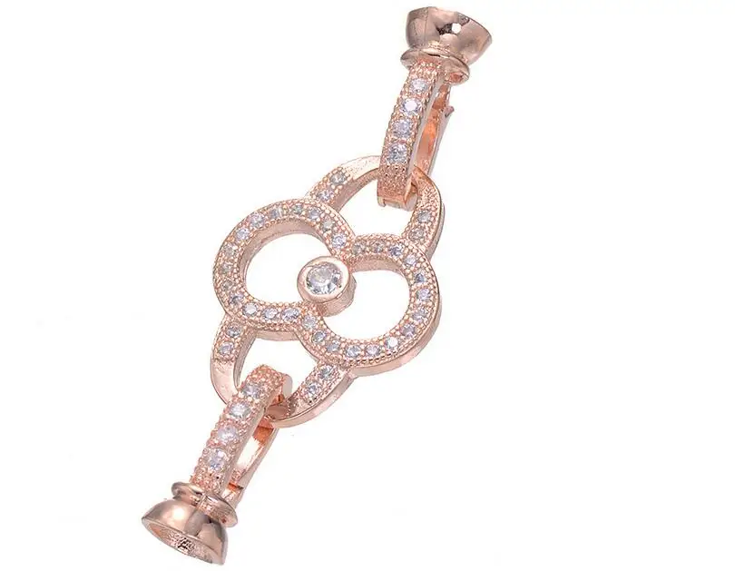 

one piece popular micro pave CZ Chinese knot rose gold diy jewelry connectors mp055