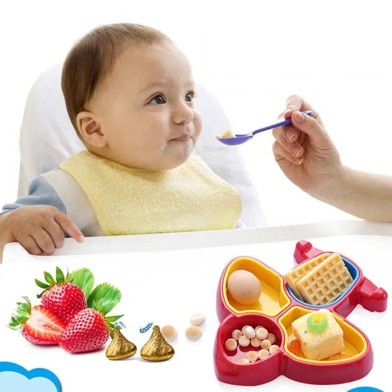 

Пластиковая детская тарелка в форме самолета, детский отсек, разделительный поднос для кормления, детская посуда, разноцветная детская пос...