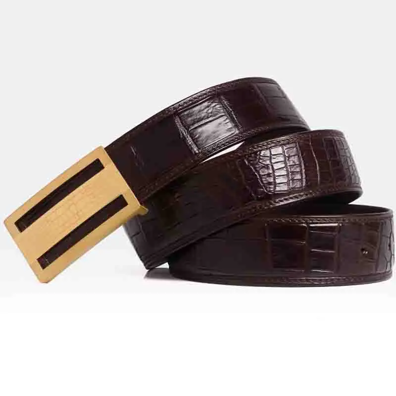

Fashion 2019 new design high-end crocodile belt men's leather genuine pin buckle business casual men's belts with free shipping