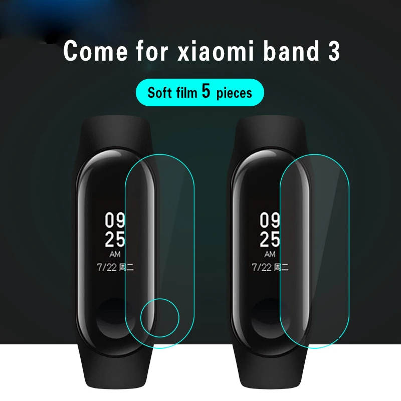 XIAOMI 5Pcs Screen Protector Film для Xiaomi Mi Band 3 Smart Браслет Full Cover Защитные пленки не закаленное