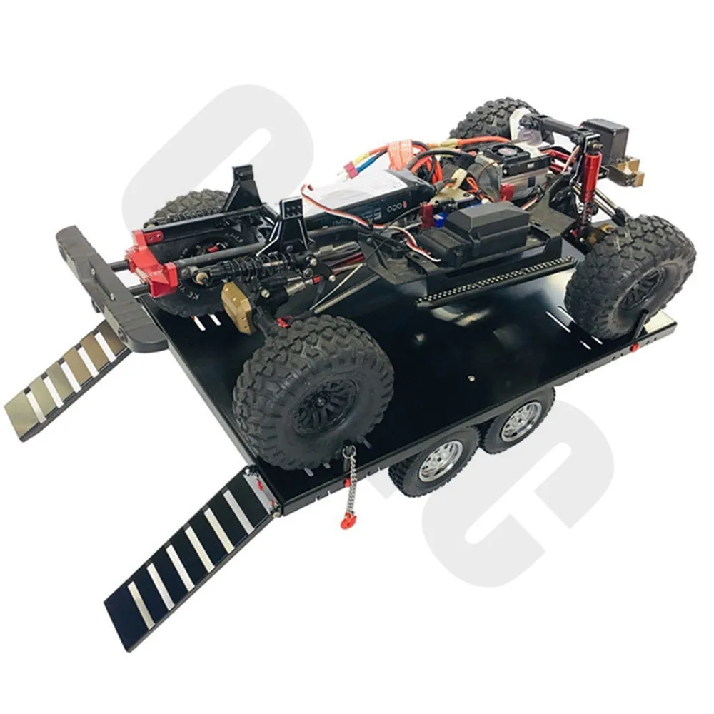 Double Axis Metal Alloy Flatbed Trailer 420mm*250mm For 1/10 RC Crawler TRX4 RC4WD D90 SCX10 VS4-10 JIMNY GEN8 Wraith | Игрушки и хобби
