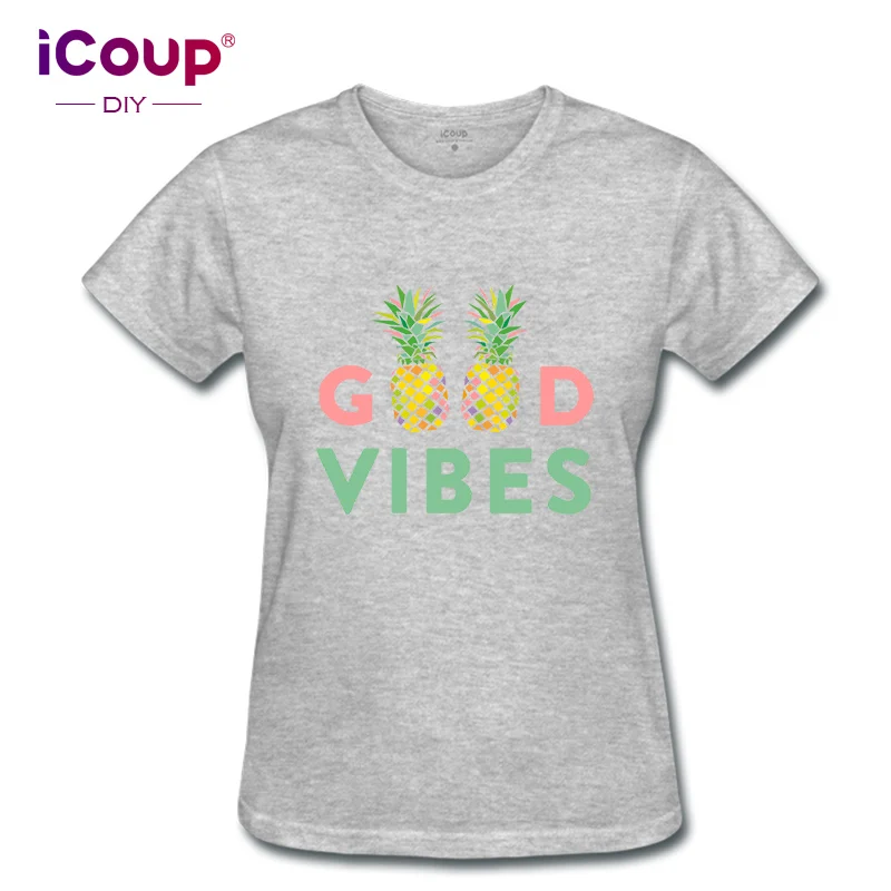 ICoup Женские Хорошие VIBES ананасы 100% хлопок короткий рукав | Женская одежда