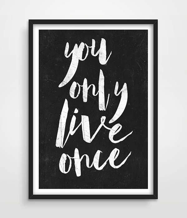 Печать на холсте Вдохновляющие принт вы только в прямом эфире Once' Цитата