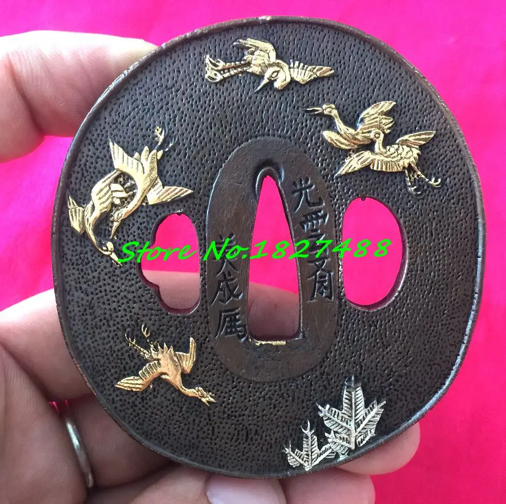 Японский полноразмерный меч журавль TSUBA FUCHI Кашира менуки красивая медная катана