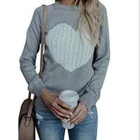 autumn winter women o neck knitted sweaters heart cute long sleeve pullover knitting sweater women casual patchwork pullovers
