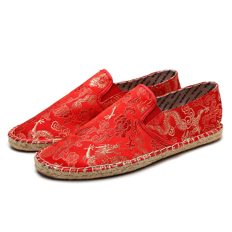 Plus big size Casual Shoes Fashion men sneakers Spring Autumn durable driving shoes US10.5 Chinese style satin Espadrilles |