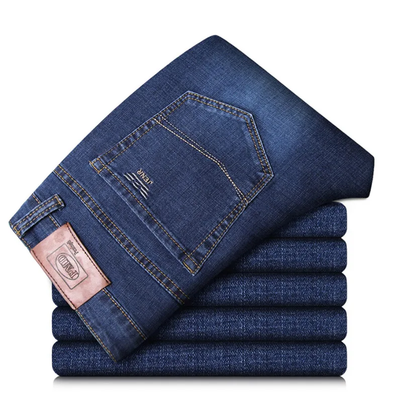 

Brands Jeans Trousers Men Clothes New Blue Elasticity Straight Jeans Business Casual Male Denim Pants Classic Style 22502CX45