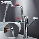 Кухонный Смеситель Gappo, серебристый вращающийся кран на раковину, выдвижной, крепление на раковину