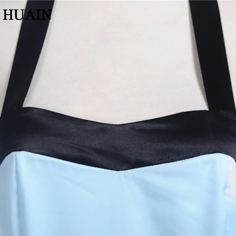 Off Shoulder Dress Women Blue Halter Sashes Print Elegant Summer 2019 European And American Style Fitness Female Clothing Женская