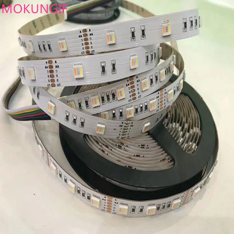 Новейшая СВЕТОДИОДНАЯ лента 5 м RGB + CCT в 1 5050 30 60 светодиодов/метр 12 24 CW WW Чип