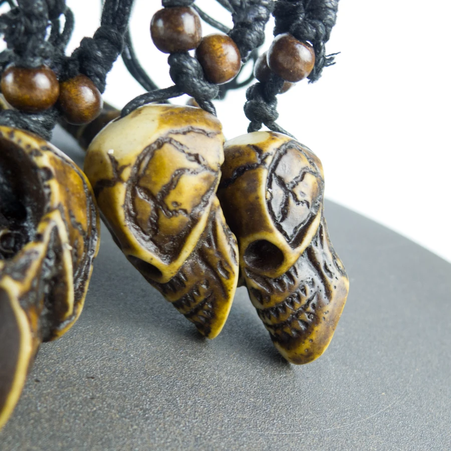 Retro Human Skull Pendants For Man Bone Art Imitation Yak Material Necklace Pendant Vintage Men's Necklaces #GZ125 | Украшения и