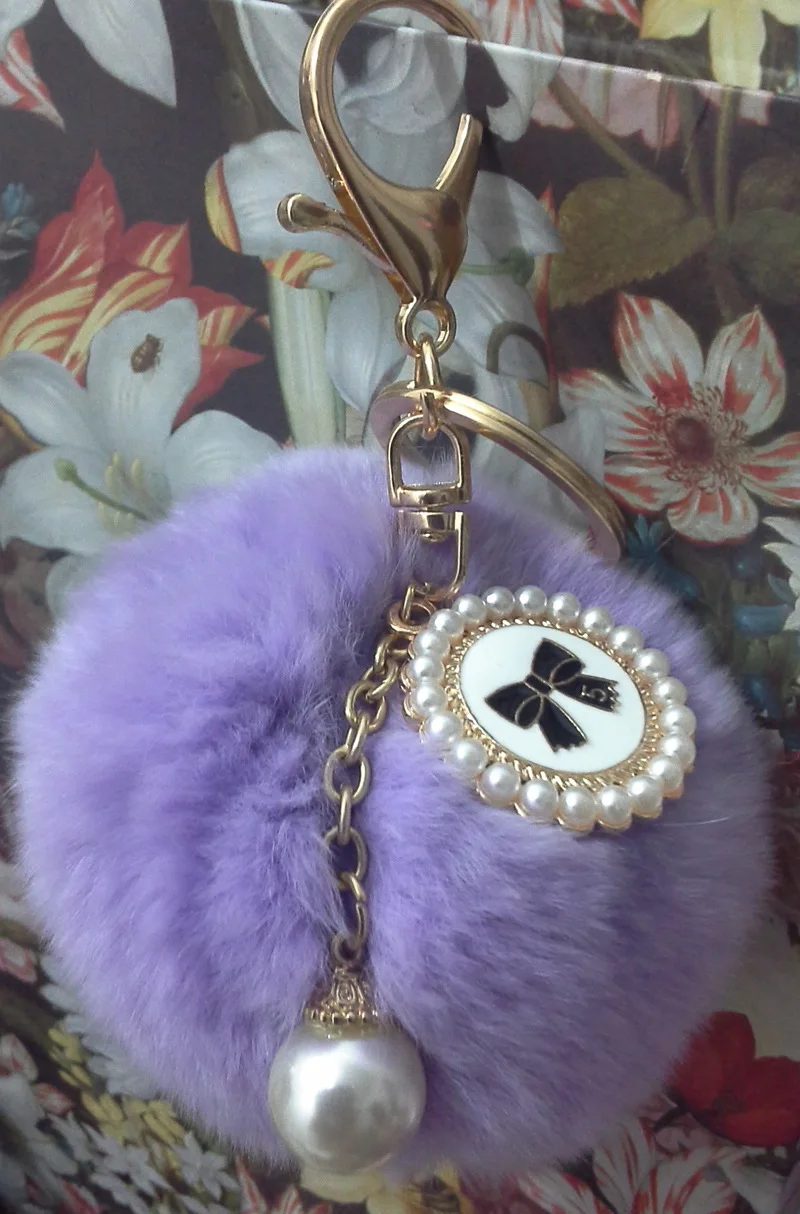11 цветов имитация жемчуга брелки милый брелок с кроличьим мехом помпоны Женская