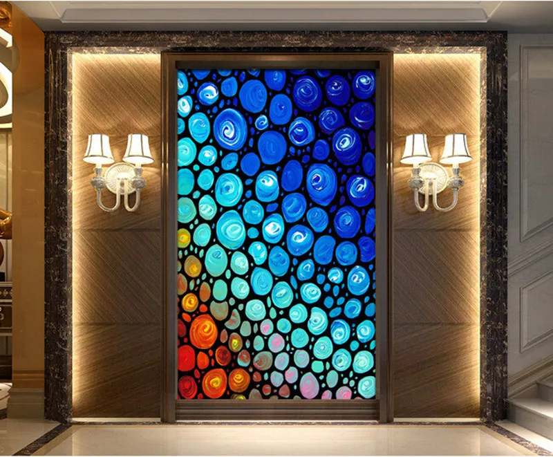 

Custom 3D large mural,colorful abstract circle rainbow oil painting papel de parede ,living room TV wall bedroom wallpaper