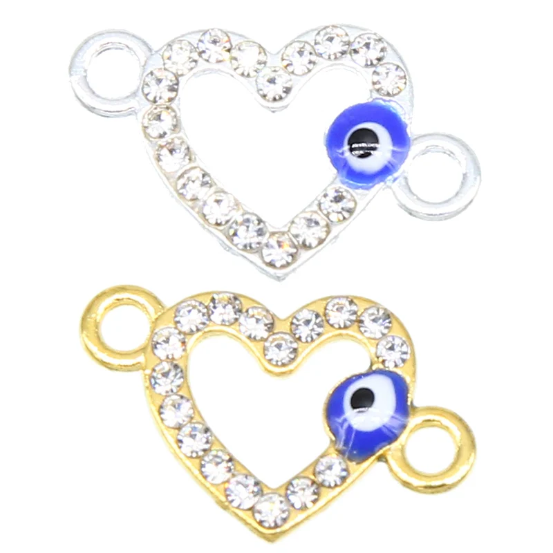 6 шт. посеребренные Кристаллы с двойным соединителем в форме сердца изготовление