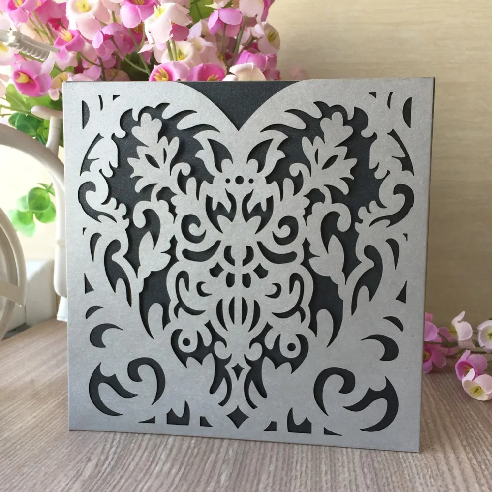 

35pcs Laser Cut Hollow Out Flower Wedding Invitations Card Birthday Party Decorations Greeting Blessing Card