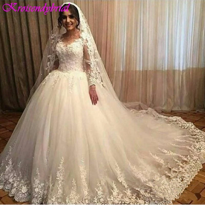 QFS034 Vestidos De Noiva Cheap Romantic Long Sleeves Wedding Dresses Custom robe de mariage Beautiful Dress Bridal Gowns 2019 | Свадьбы и