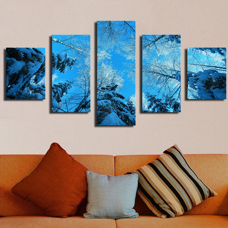 5 шт. Холст Искусство Зимний лес елка снег зимнее украшение для дома HD Печать