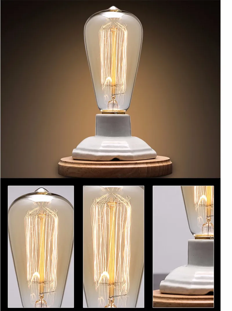 Винтаж Настольная лампа для Спальня настольная luminaria Edison дома светильник ing